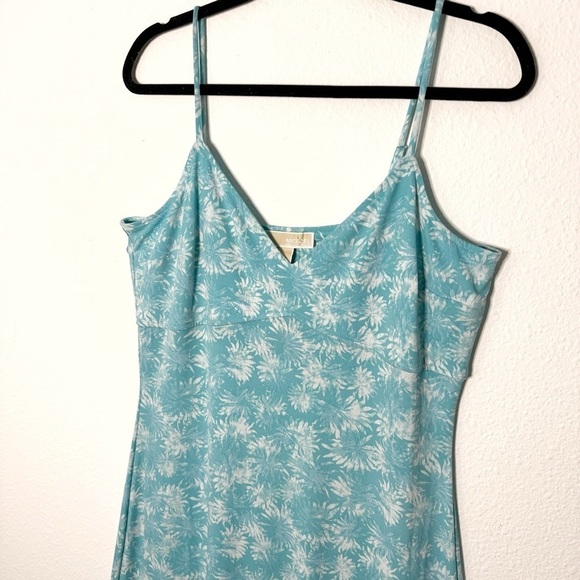 Michael Kors Floral V-Neck Spaghetti Straps Maxi Knit Dress blue size L NWT - Picture 3 of 12